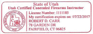 Utah Certified Concealed Firearms Instructor - Fairfield, CT